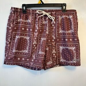 PacSun Maroon Bandana Print Swim Shorts NWT